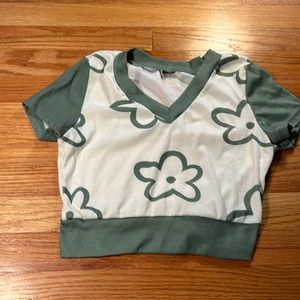 flowered, mint green crop top brand new